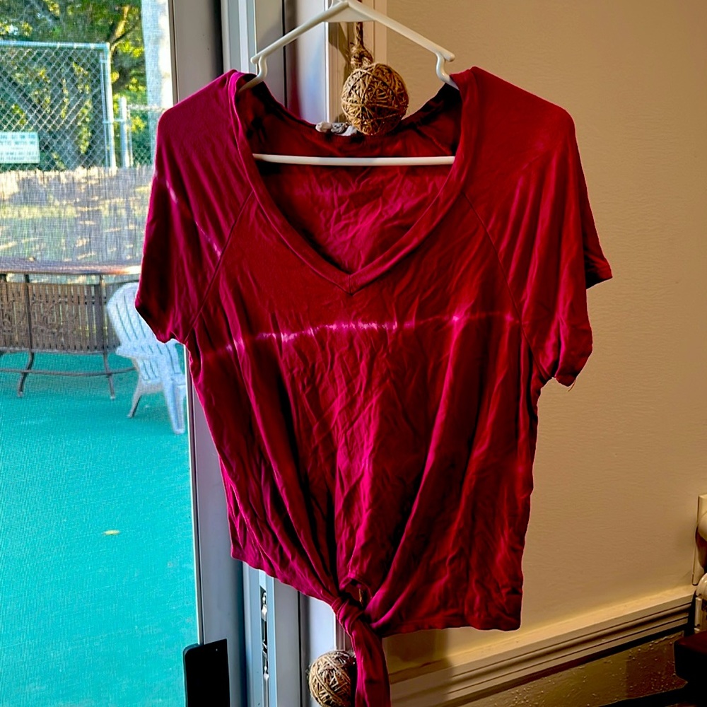 Hot pink tie front shirt